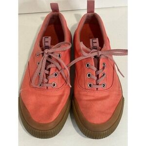 LL Bean Womens Eco Woods Lace Up Shoes Canvas Reef Coral Pink Size 7
